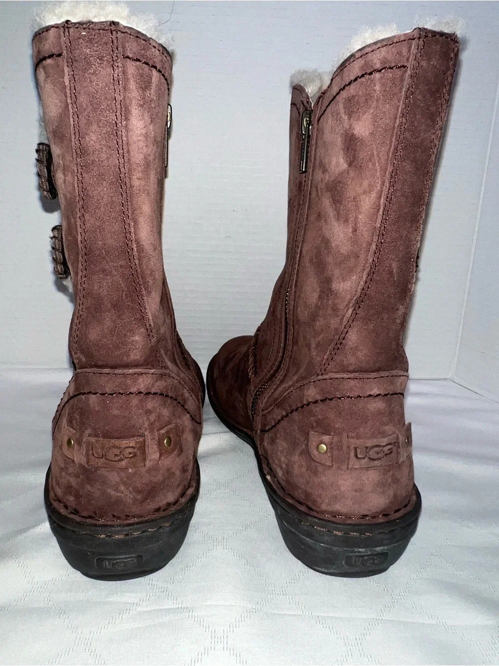 🔥🔥🔥 UGG Boots Womens Kimbra Brown Suede Sheepskin Mid Calf 1004742 Size 10